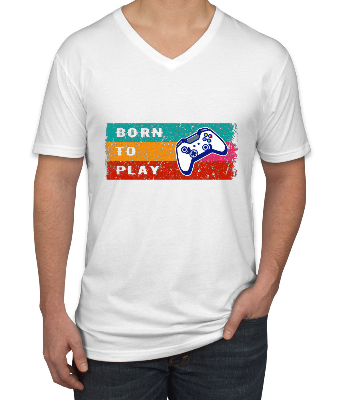 Born To Play Game Men's V Neck T-shirt