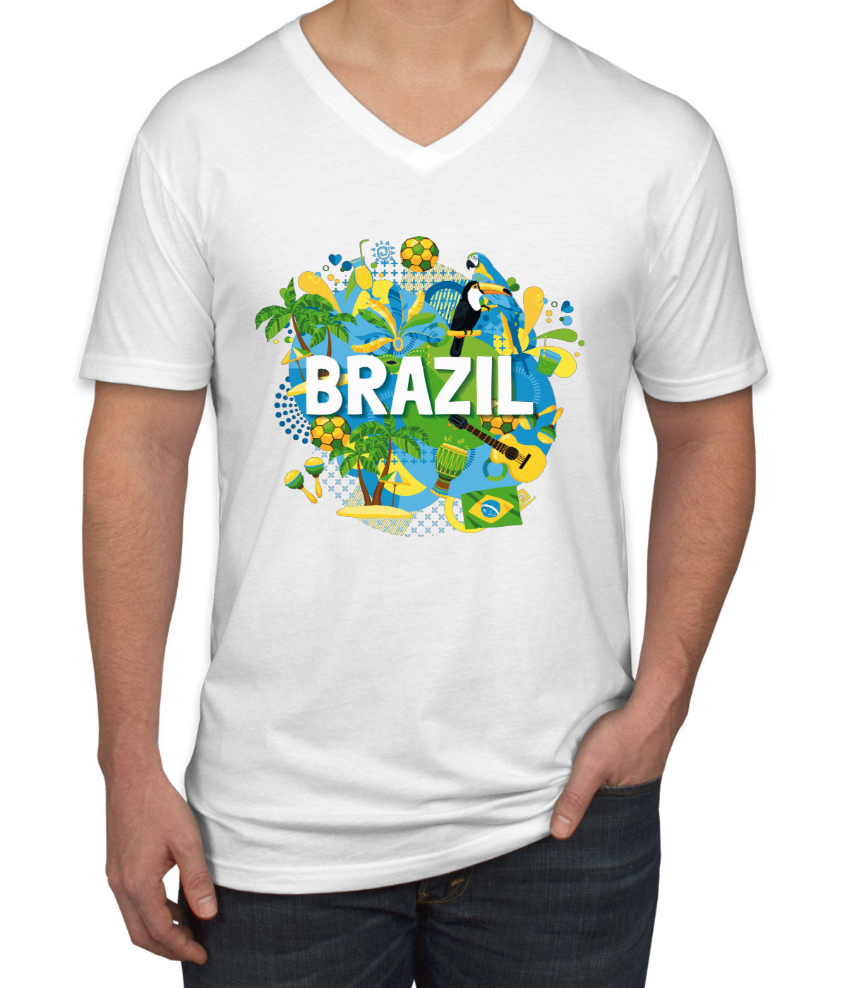 Brazil Men's V Neck T-shirt