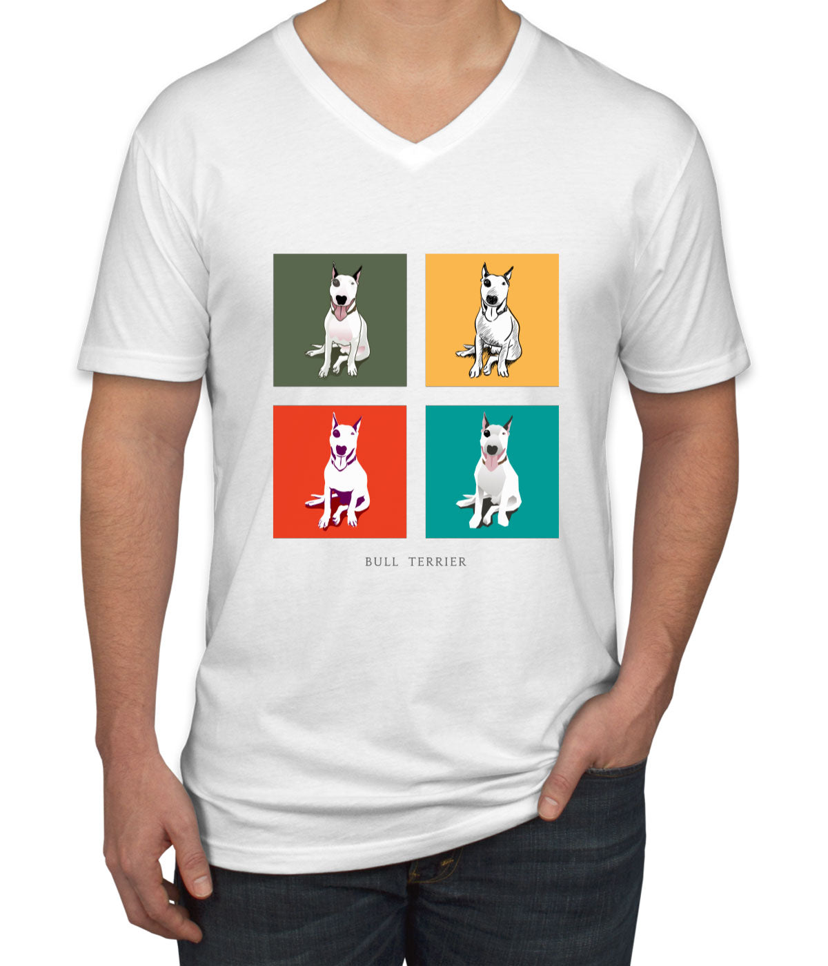 Bull Terrier Dog Men's V Neck T-shirt