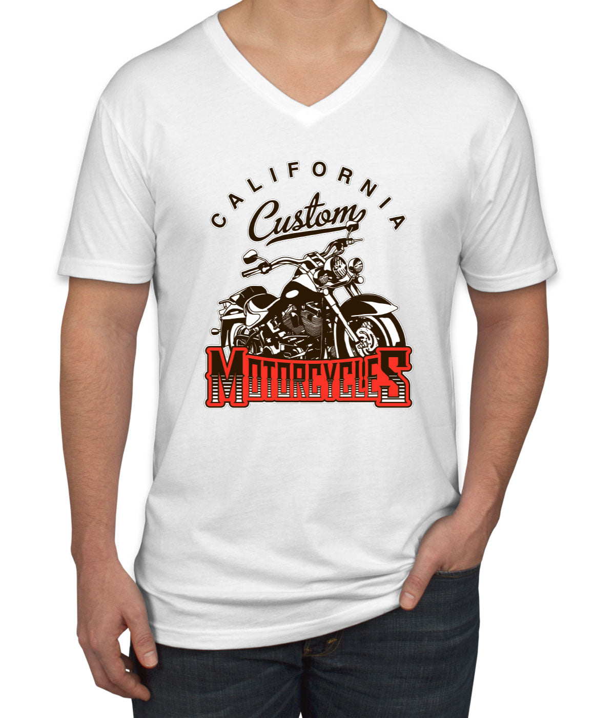 California Custom Motorcycles Men's V Neck T-shirt