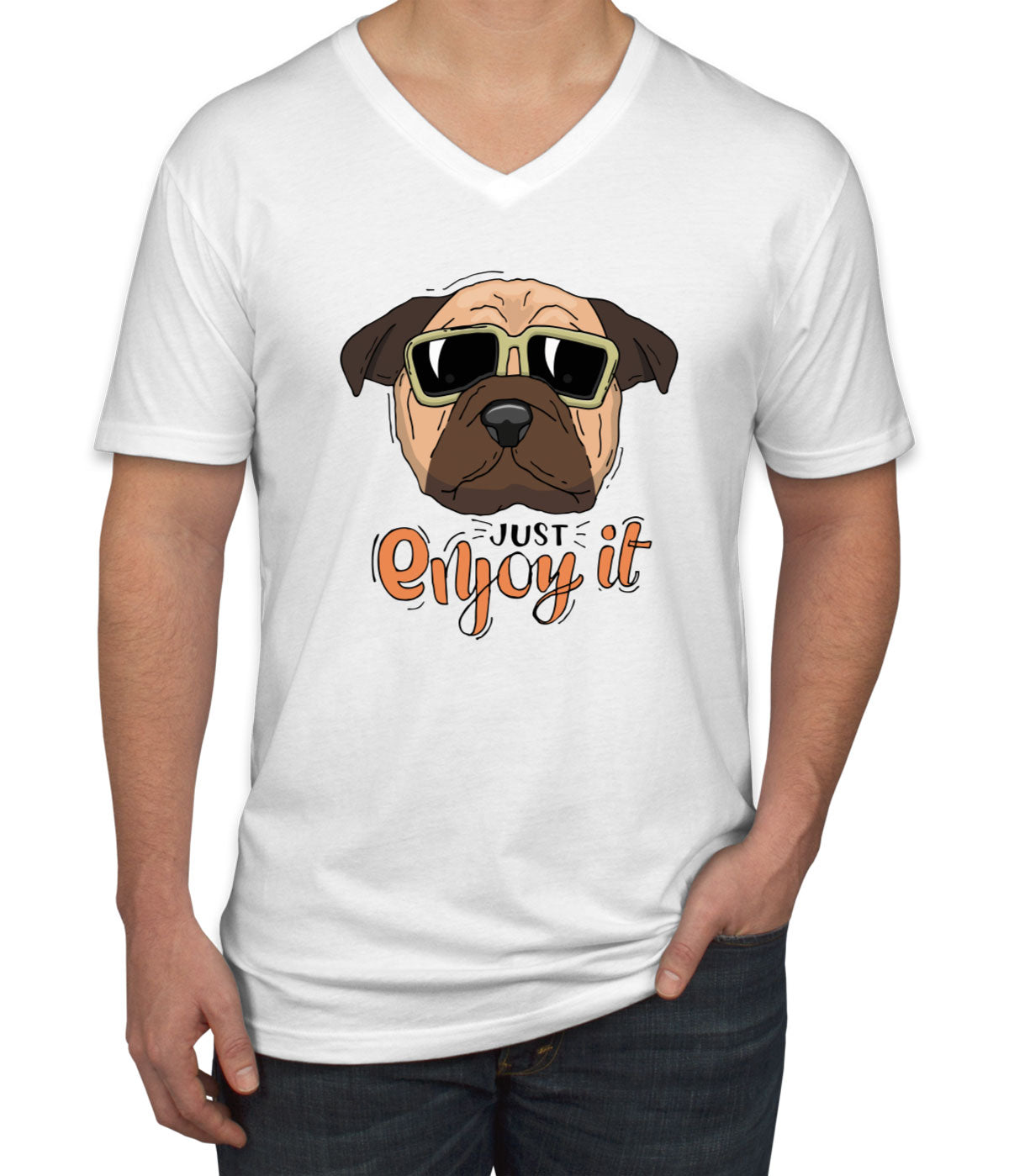 Cool Pug Men's V Neck T-shirt