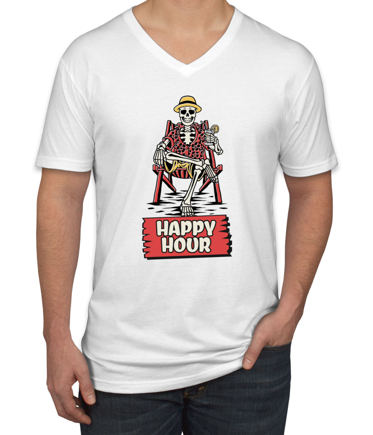 Drinking Skeleton Men's V Neck T-shirt