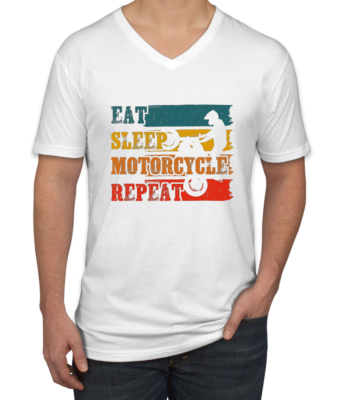 Eat Sleep Motorcycle Repeat Men's V Neck T-shirt