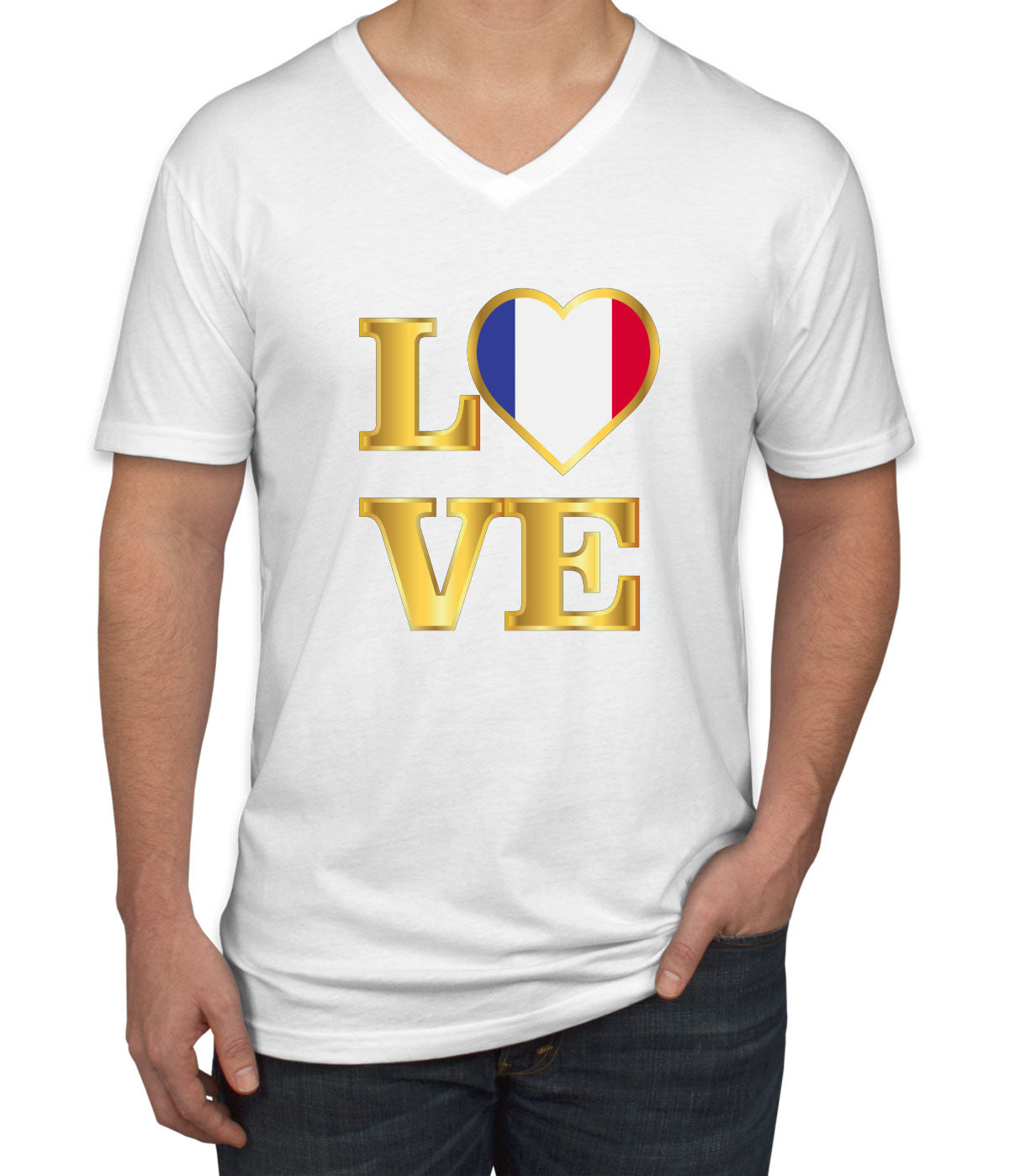 France Love Men's V Neck T-shirt