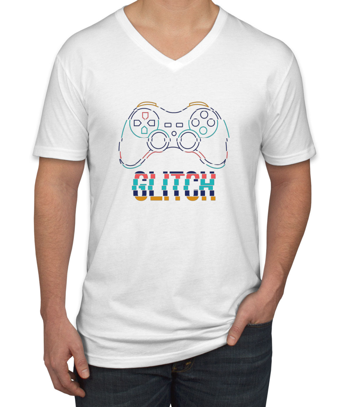 Game Glitch Men's V Neck T-shirt