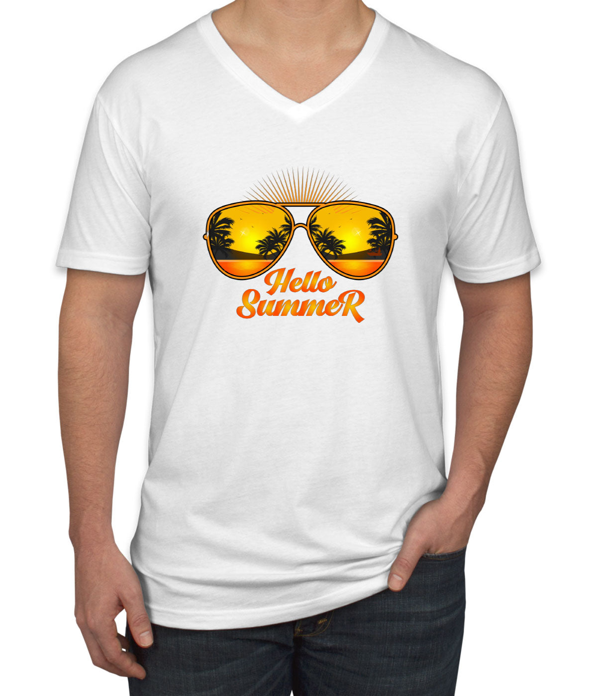 Hello Summer Men's V Neck T-shirt