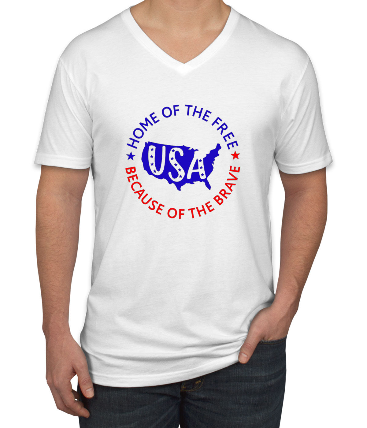 Home Of The Free Because Of The Brave Men's V Neck T-shirt