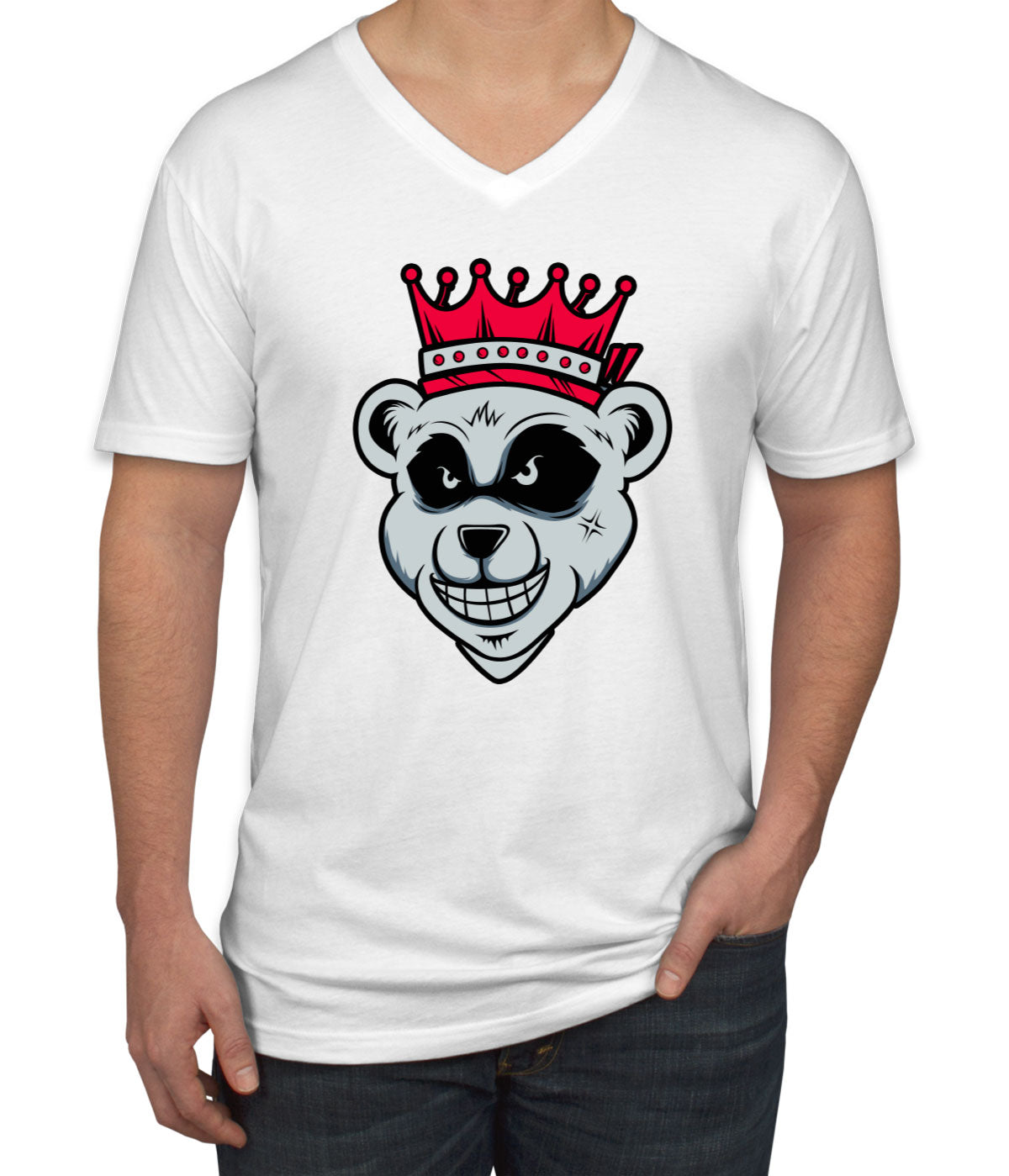 King Bear With Crown Men's V Neck T-shirt