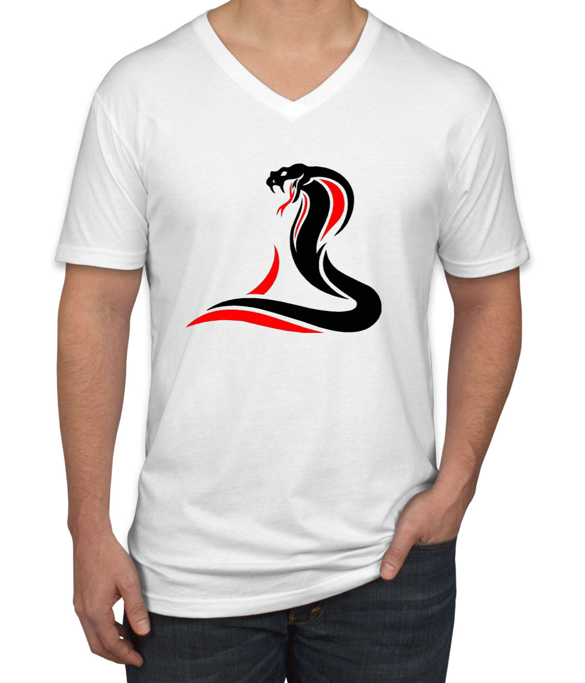 King Cobra Snake Men's V Neck T-shirt