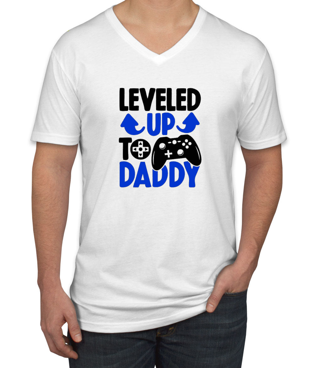 Leveled Up To Daddy Men's V Neck T-shirt