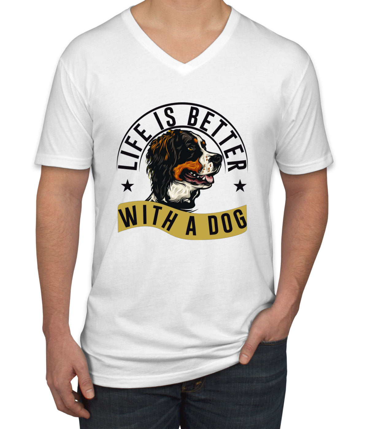 Life Is Better With A Dog Men's V Neck T-shirt