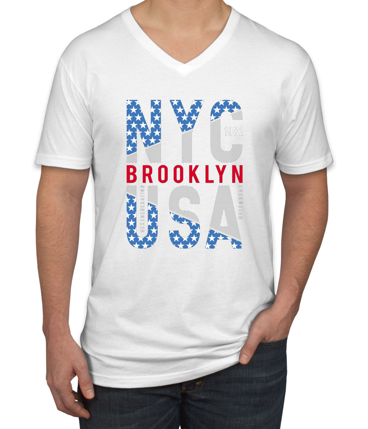 Brooklyn NYC USA Men's V Neck T-shirt