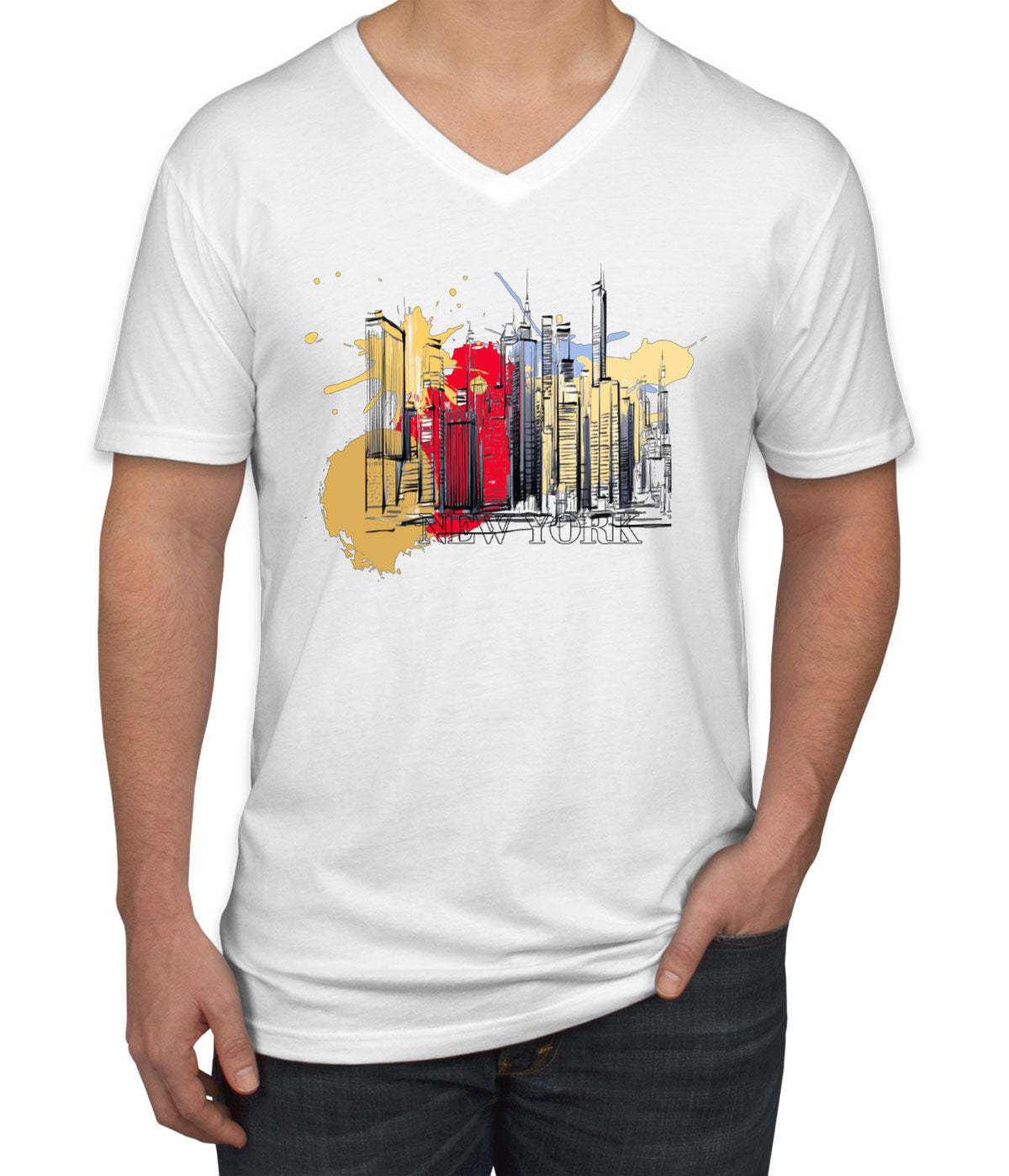 NYC New York Silhouette Men's V Neck T-shirt