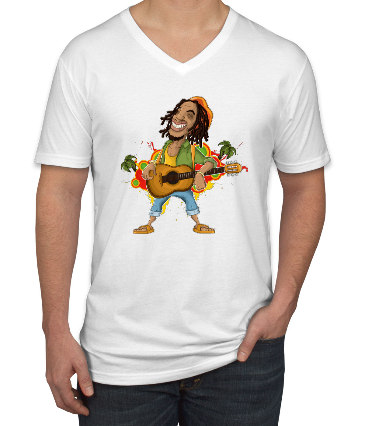 Rasta Reggae Rastafarian Men's V Neck T-shirt
