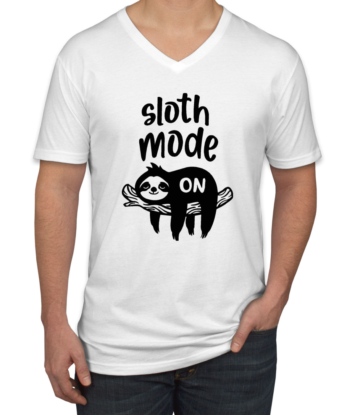 Sloth Mode On Men's V Neck T-shirt