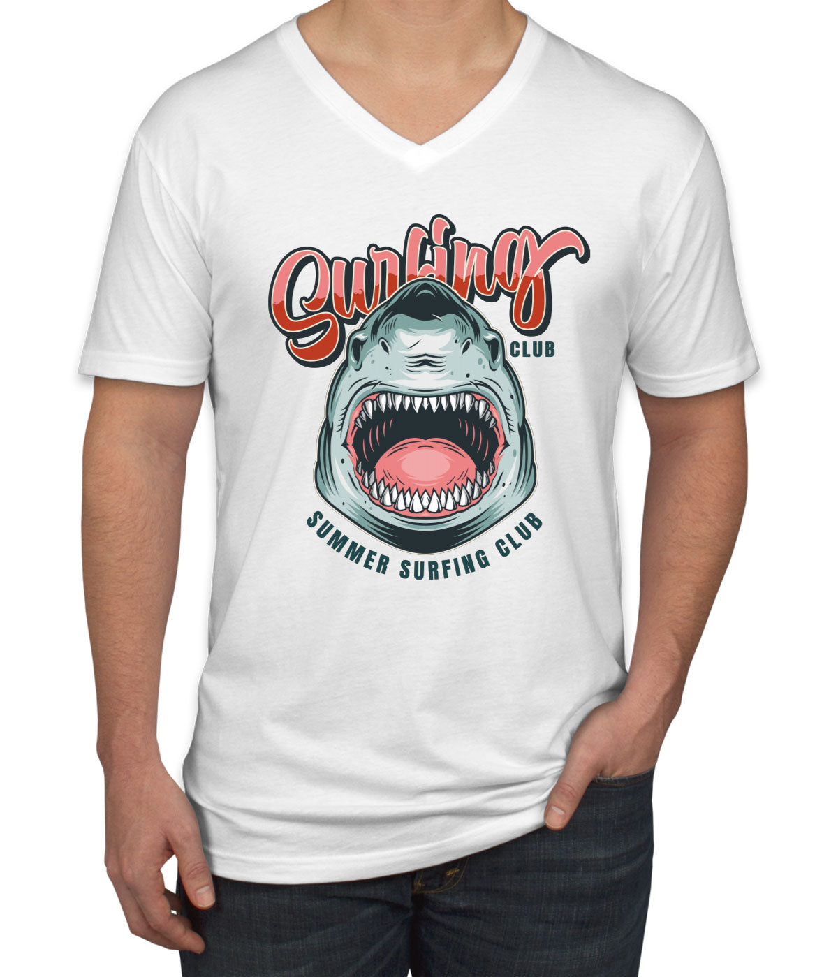 Surfing Club Shark Men's V Neck T-shirt