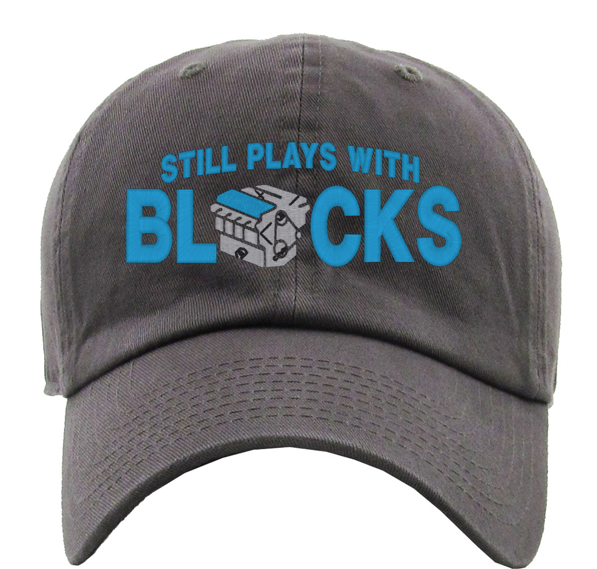 Still Plays With Blocks Funny Mechanic Premium Baseball Cap