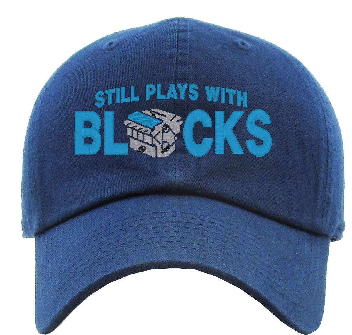 Still Plays With Blocks Funny Mechanic Premium Baseball Cap