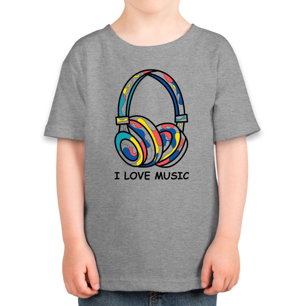 I Love Music Colorful Headphone Toddler T-shirt