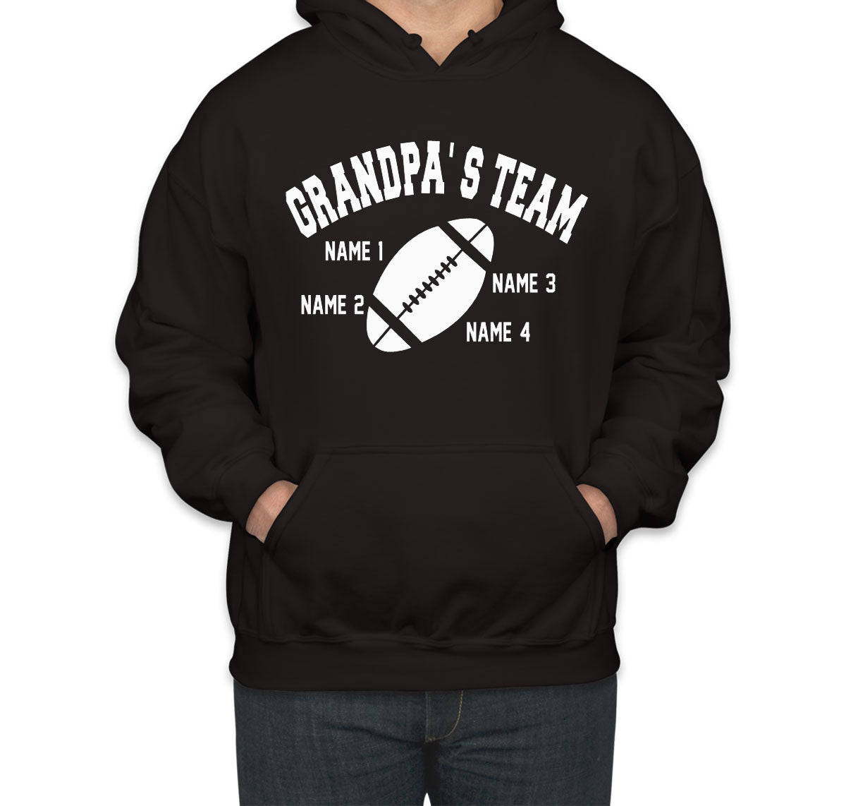 Grandpa's Team Custom 4 Names Unisex Hoodie