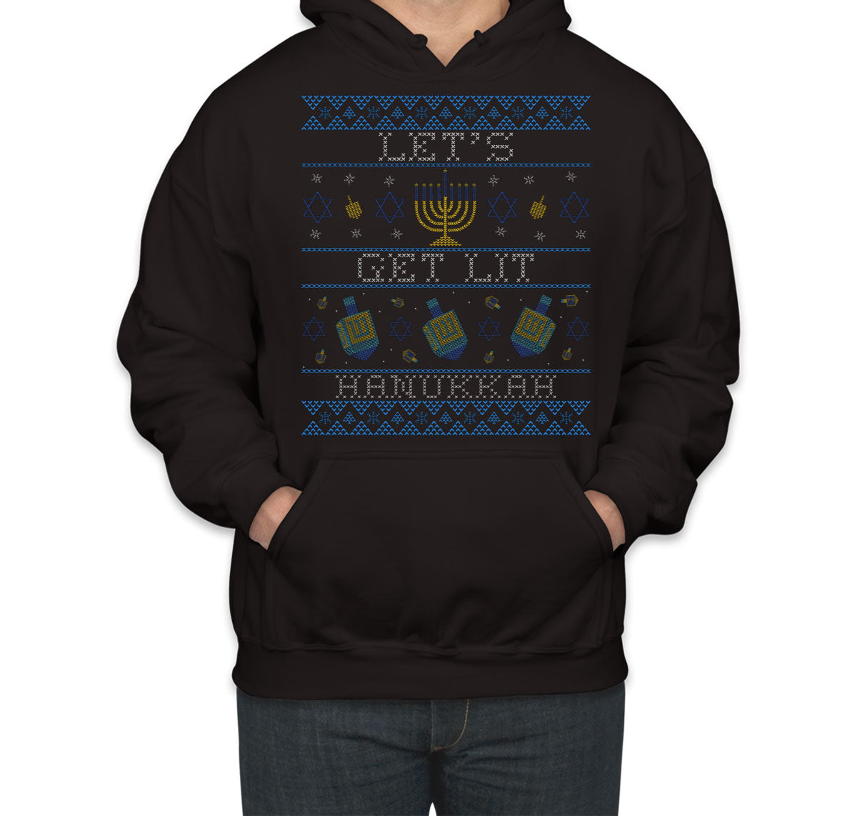 Let's Get Lit Hanukkah Ugly Unisex Hoodie