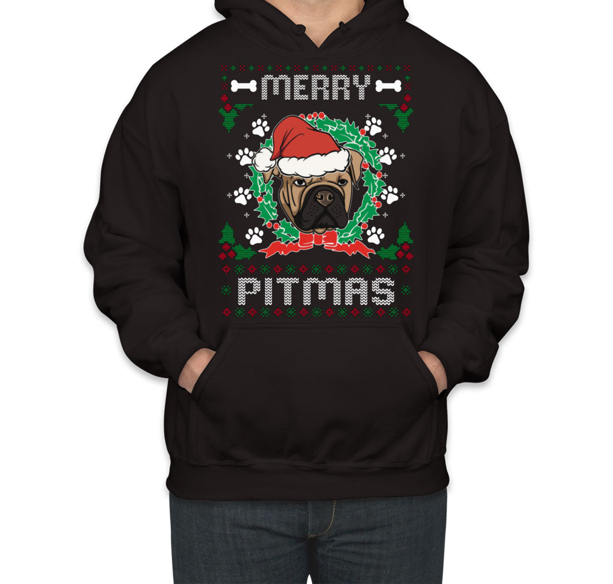 Merry Pitmas Pitbull Ugly Unisex Hoodie