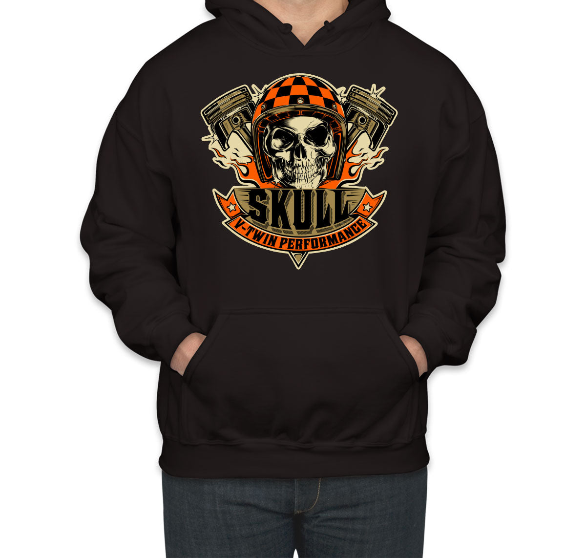 V-Twin Performance Skull Motorcycle Unisex Hoodie