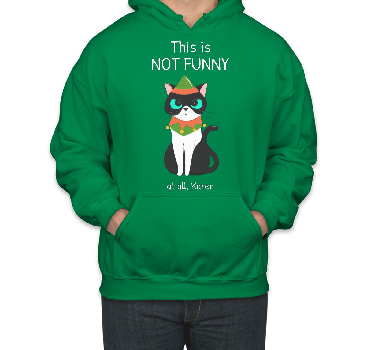 This Is Not Funny At All, Karen Grumpy Christmas Cat Unisex Hoodie