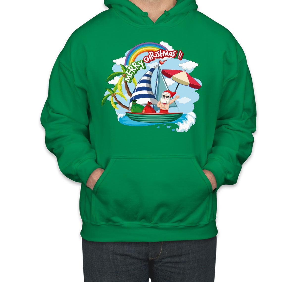 Santa Claus On The Boat In Summer Unisex Hoodie