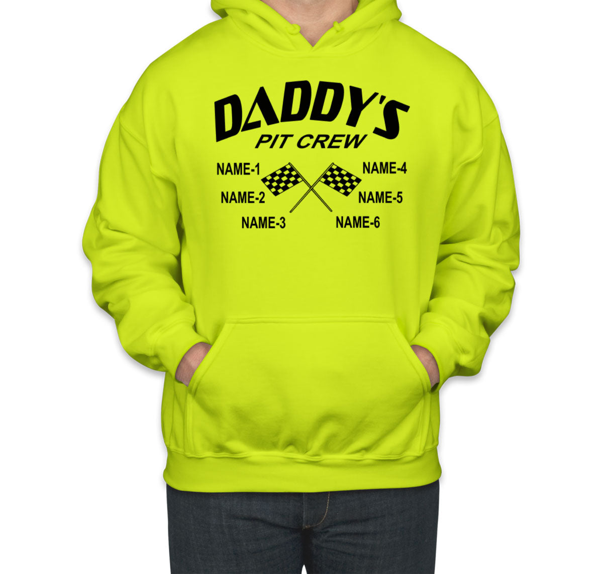 Daddy's Pit Crew Custom 6 Names Unisex Hoodie