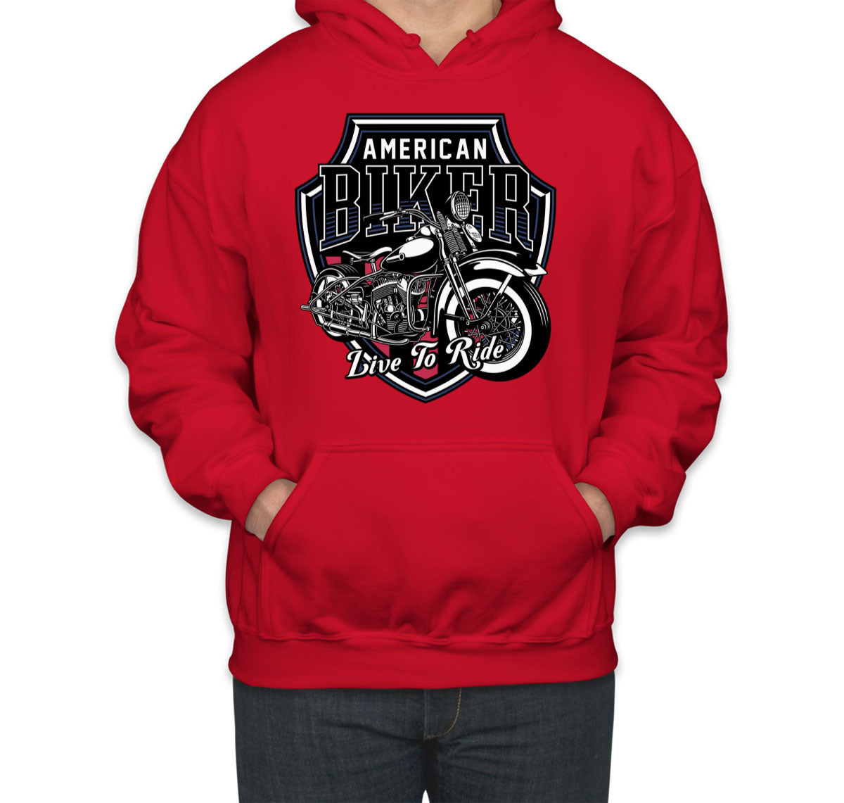 American Biker Live To Ride Motorcycle Unisex Hoodie