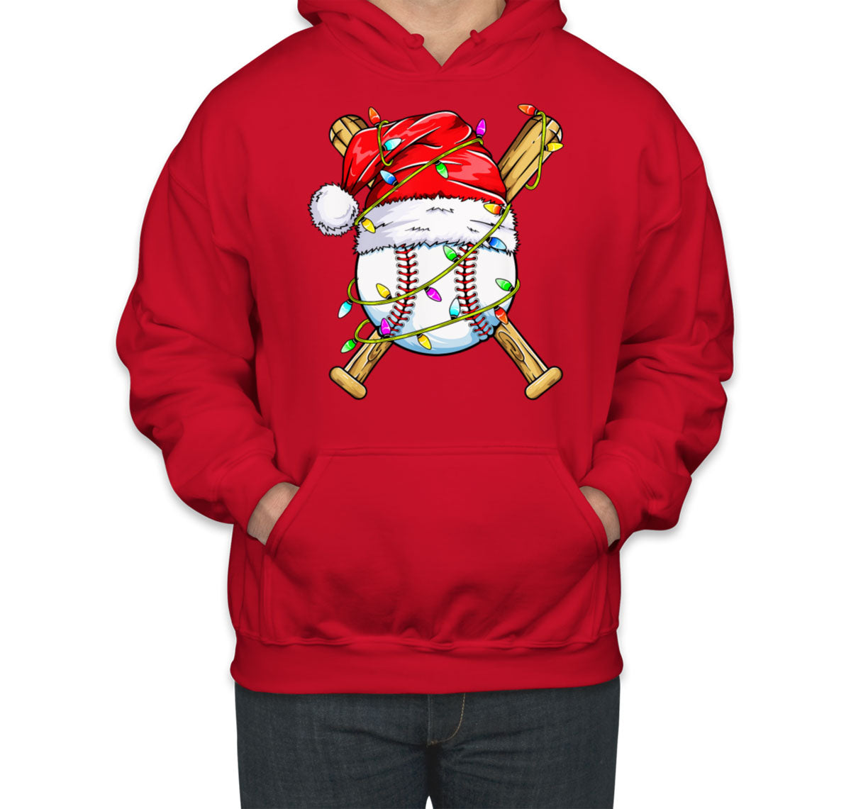 Baseball With Santa Hat Christmas Unisex Hoodie