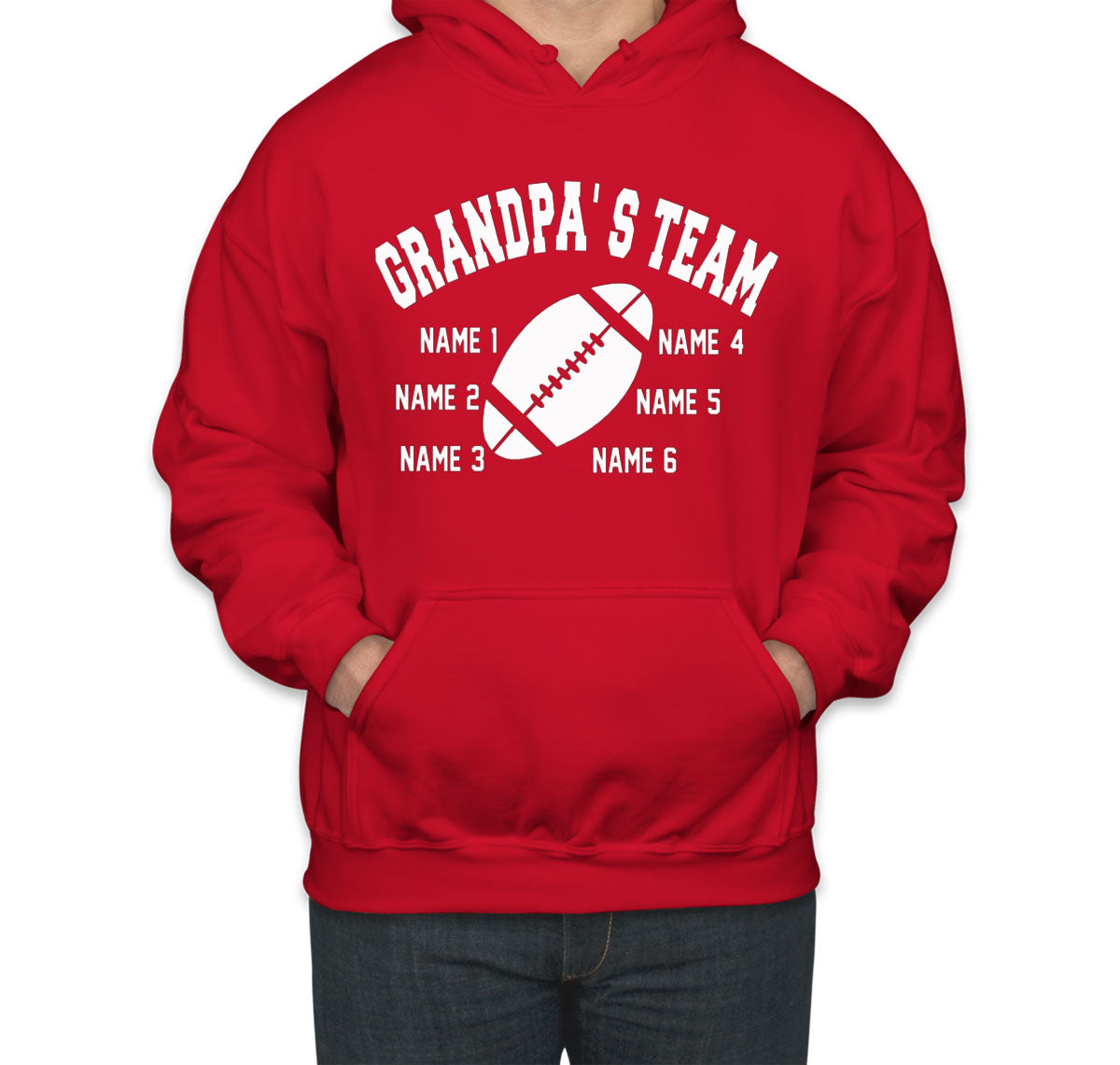 Grandpa's Team Custom 6 Names Unisex Hoodie