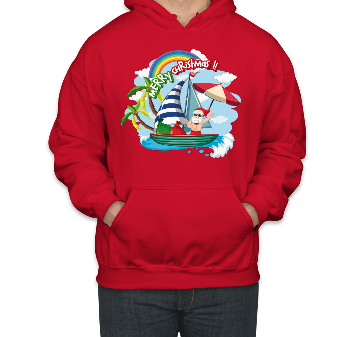 Santa Claus On The Boat In Summer Unisex Hoodie
