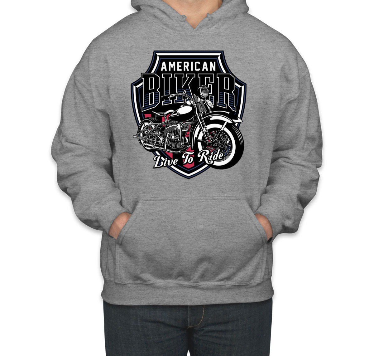 American Biker Live To Ride Motorcycle Unisex Hoodie