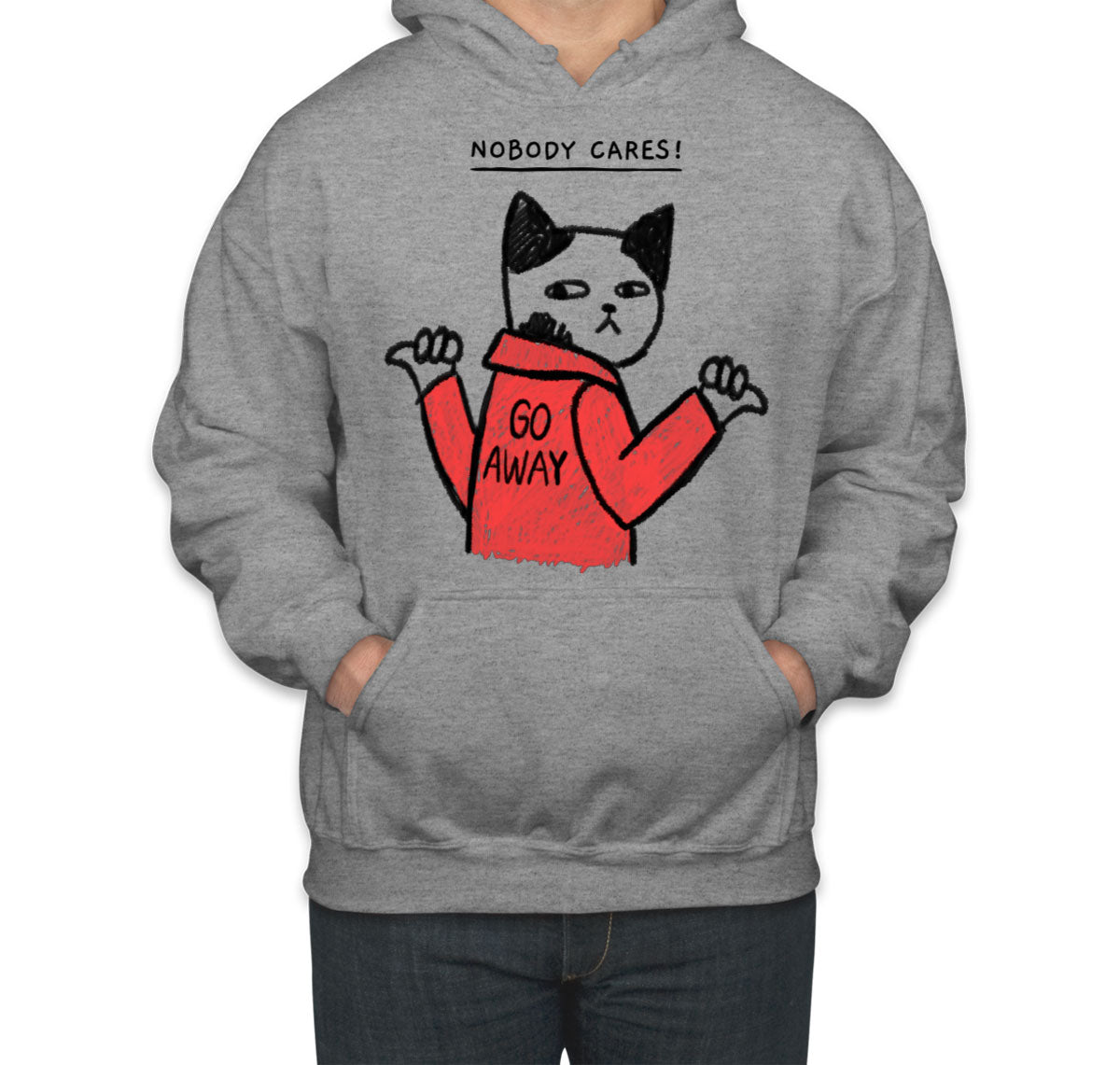 Nobody Cares! Go Away Funny Cat Unisex Hoodie