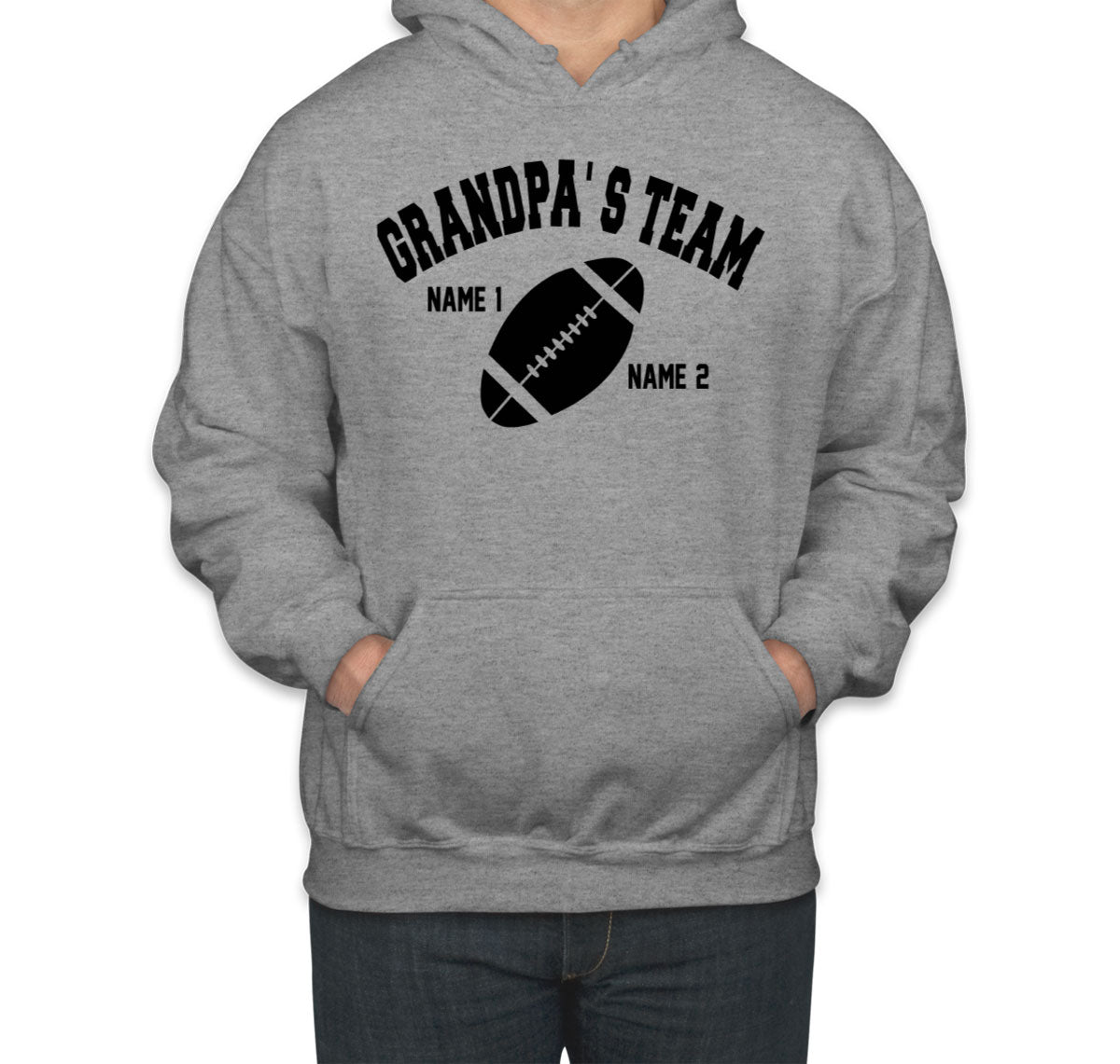 Grandpa's Team Custom 2 Names Unisex Hoodie