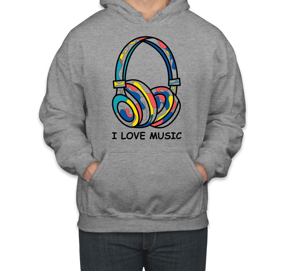 I Love Music Colorful Headphone Unisex Hoodie