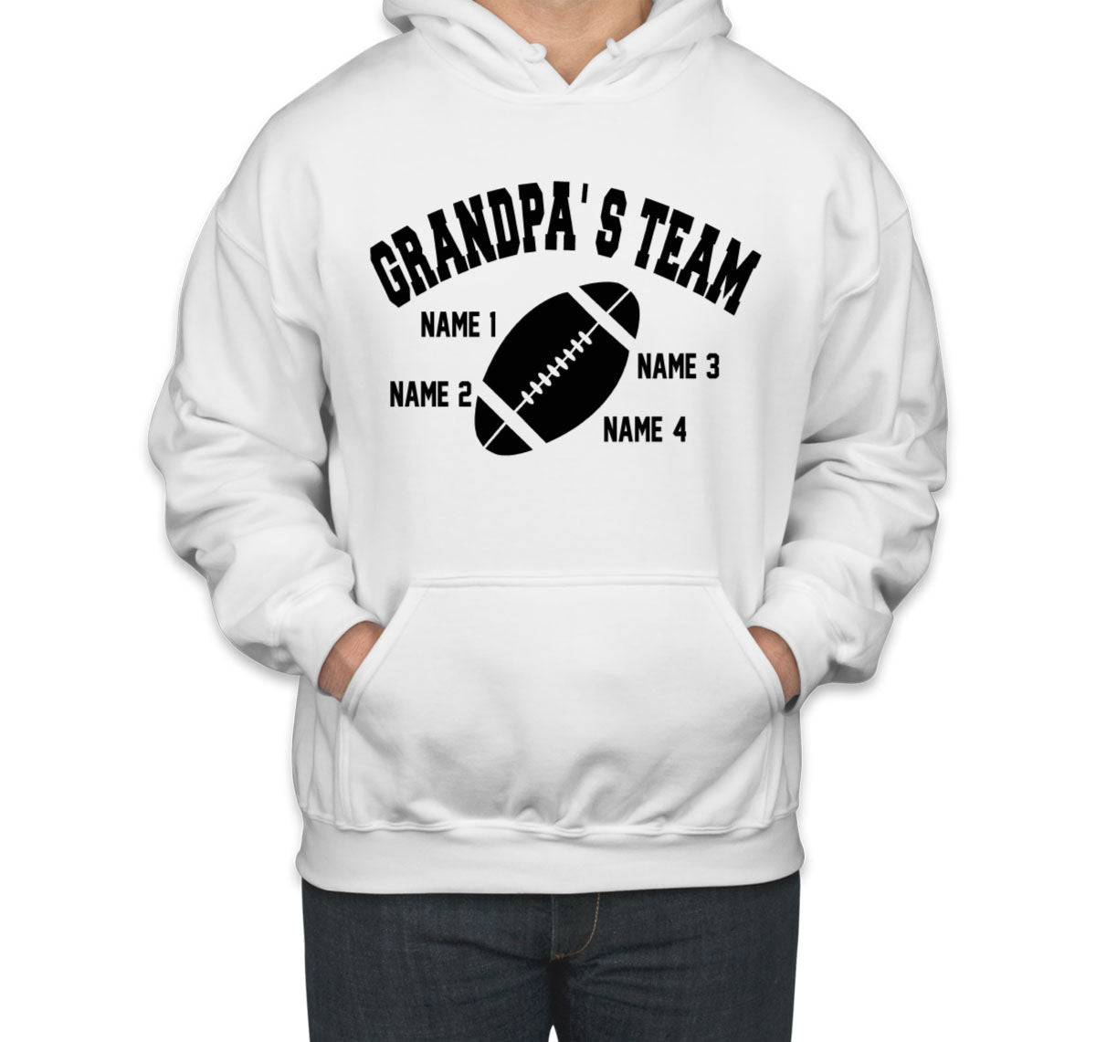 Grandpa's Team Custom 4 Names Unisex Hoodie