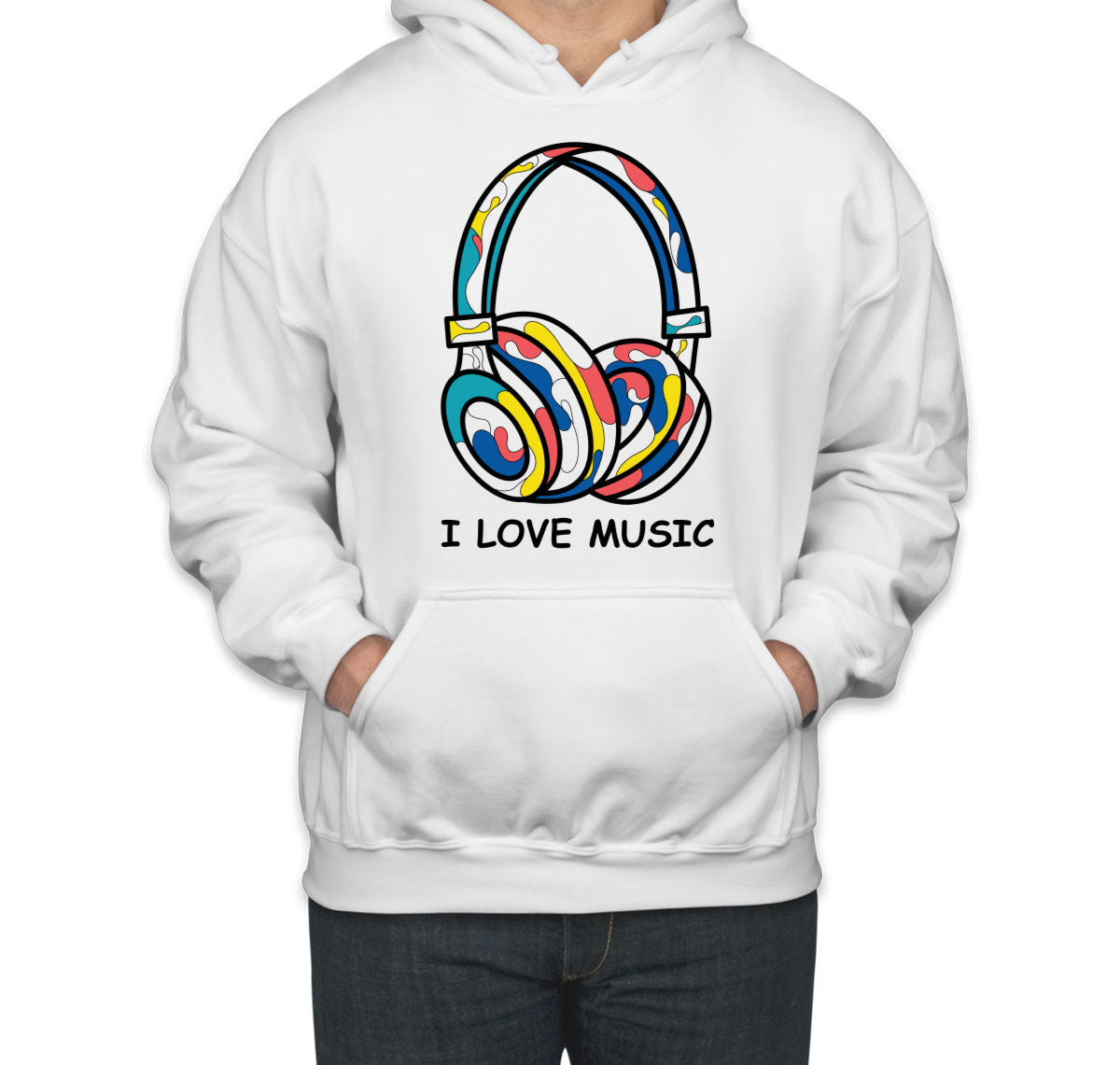 I Love Music Colorful Headphone Unisex Hoodie