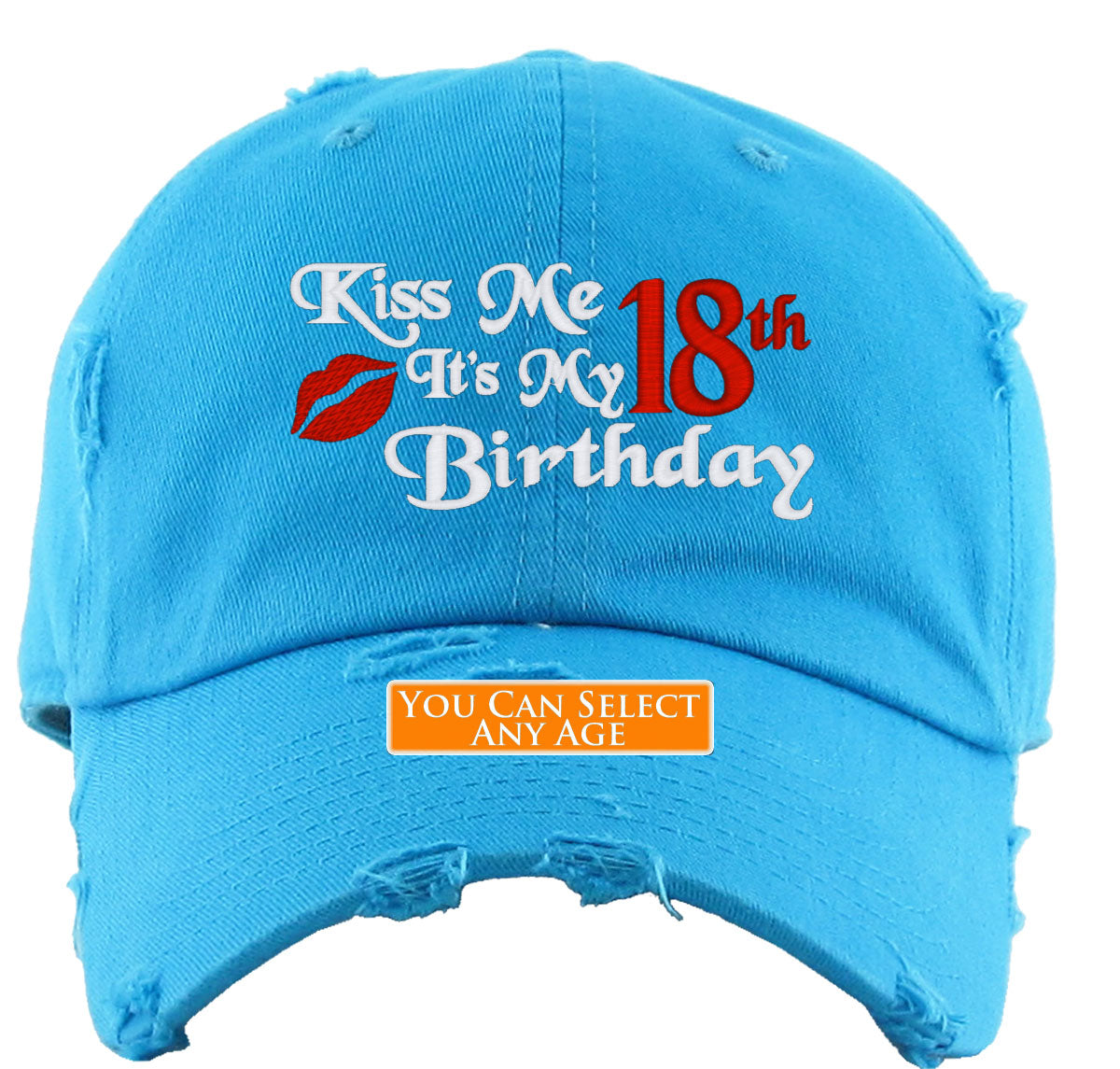 Kiss Me, It's My [Custom Age] Birthday Vintage Baseball Cap