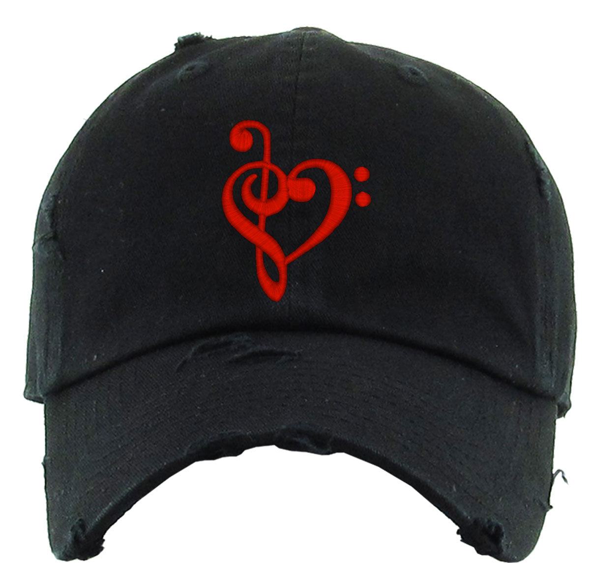 Music Notes Heart Vintage Baseball Cap
