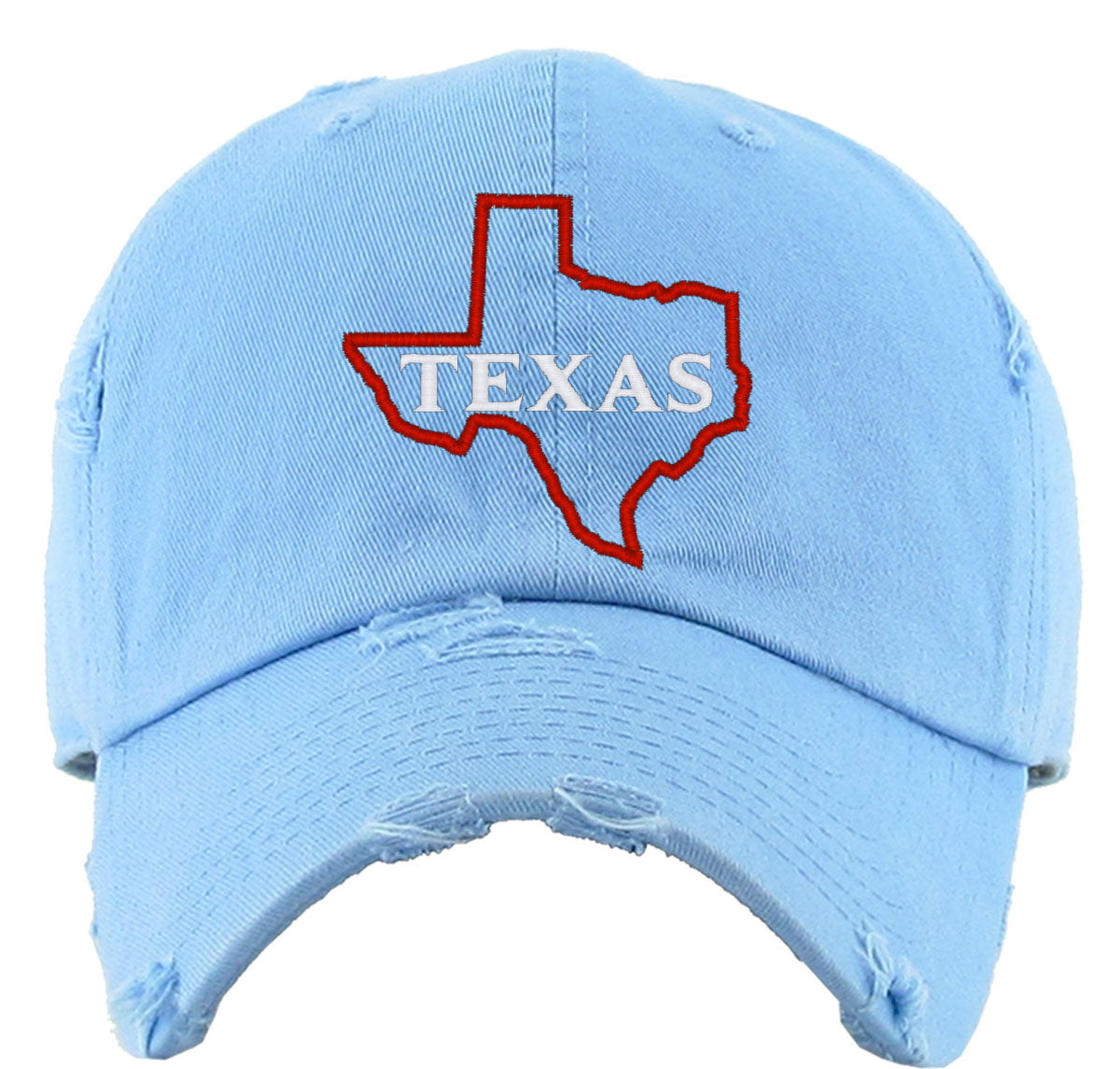 Hand Embroidered Baseball Hat - Blue Pinstripe Texas Hat