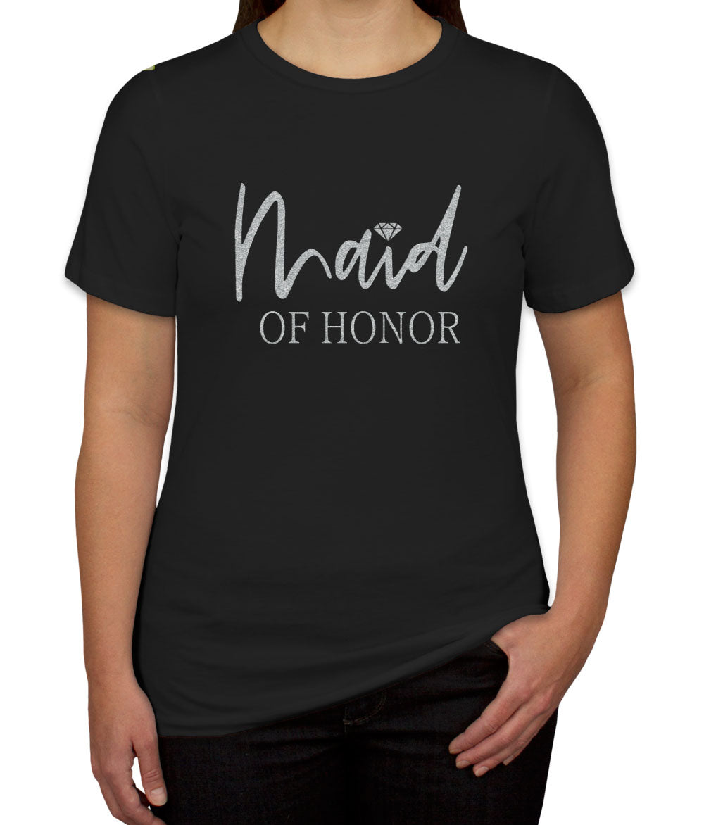 Maid Of Honor Silver Glitter Print Women's T-shirt