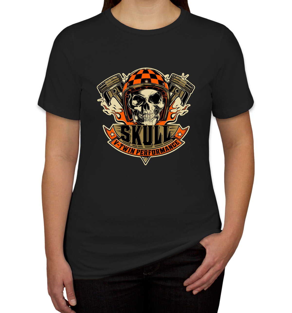 V-Twin Performance Skull Motorcycle Women's T-shirt