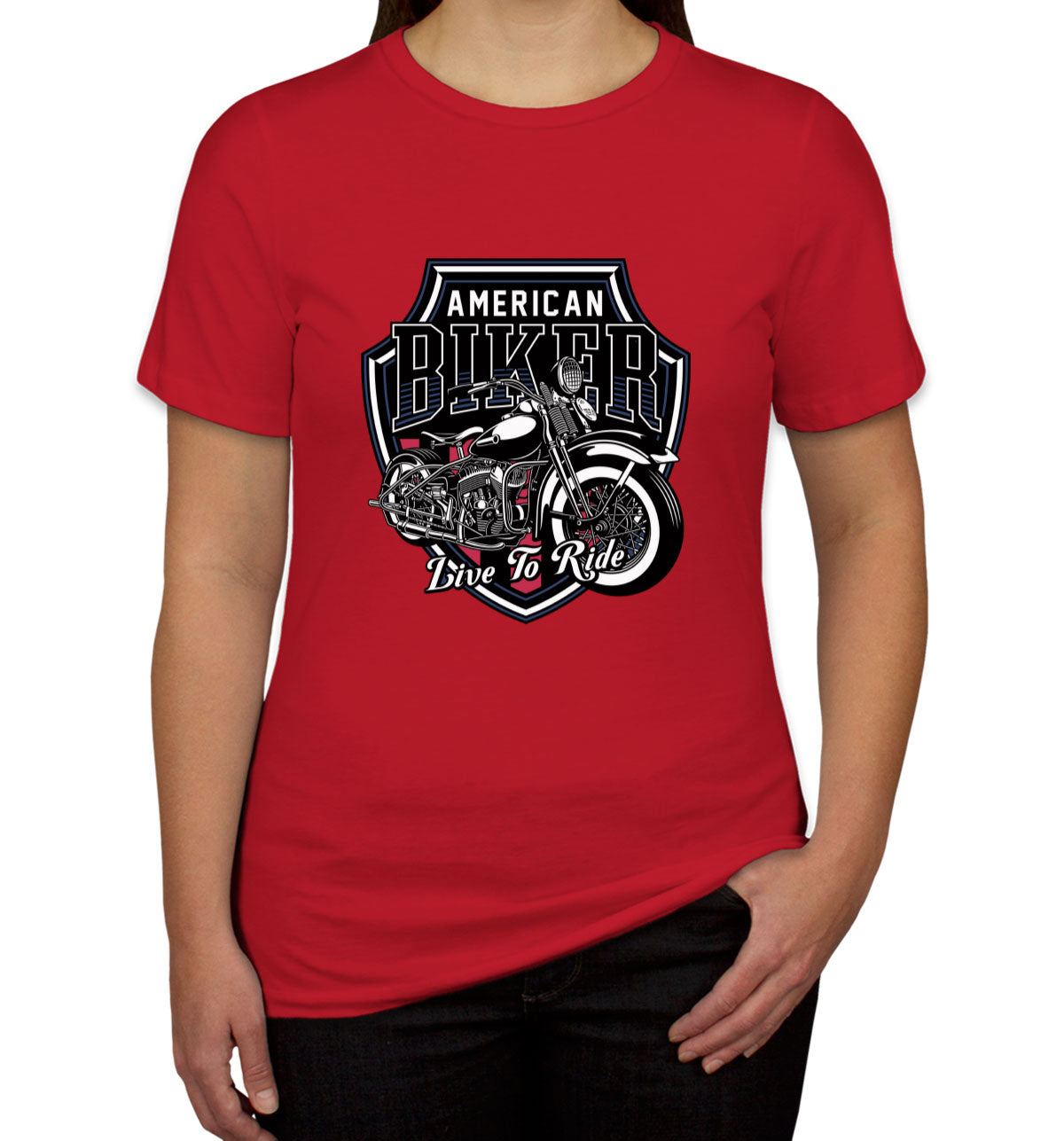 American Biker Live To Ride Motorcycle Women's T-shirt