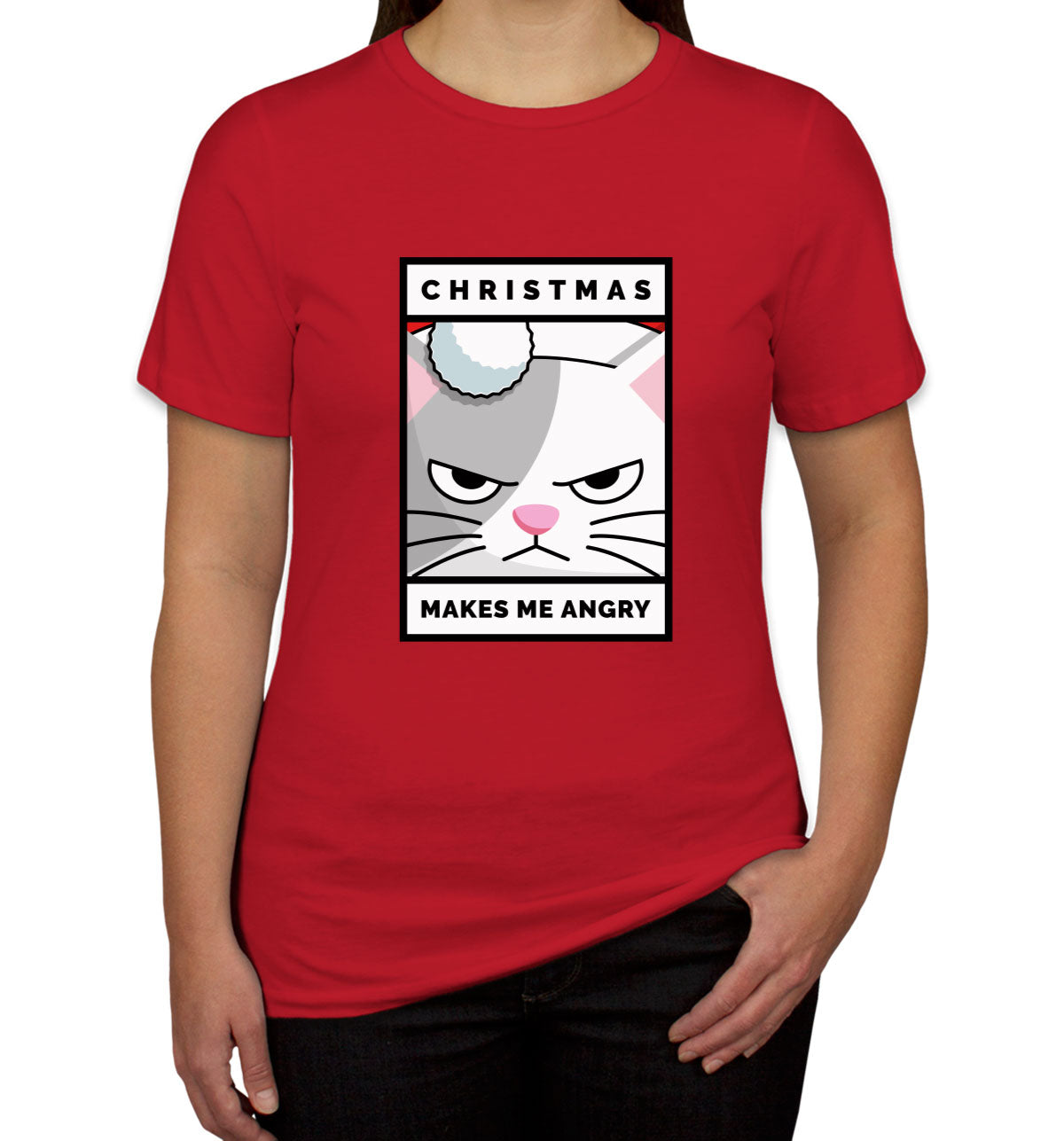 Christmas Makes Me Angry Cat Christmas Women's T-shirt