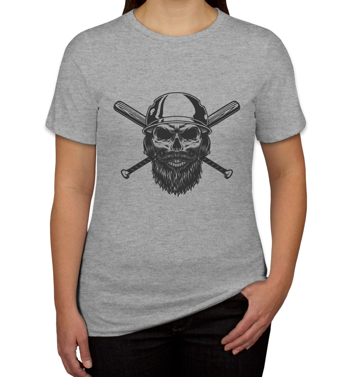 Skull in Baseball Helmet Women's T-shirt