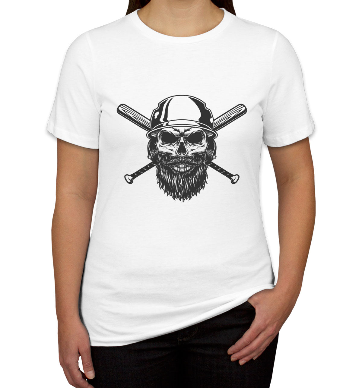 Skull in Baseball Helmet Women's T-shirt