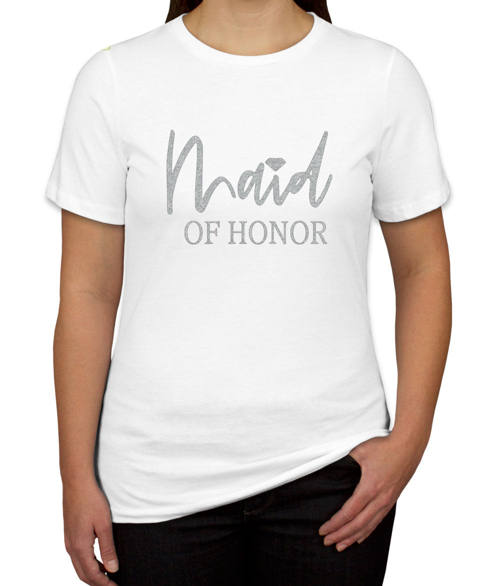 Maid Of Honor Silver Glitter Print Women's T-shirt